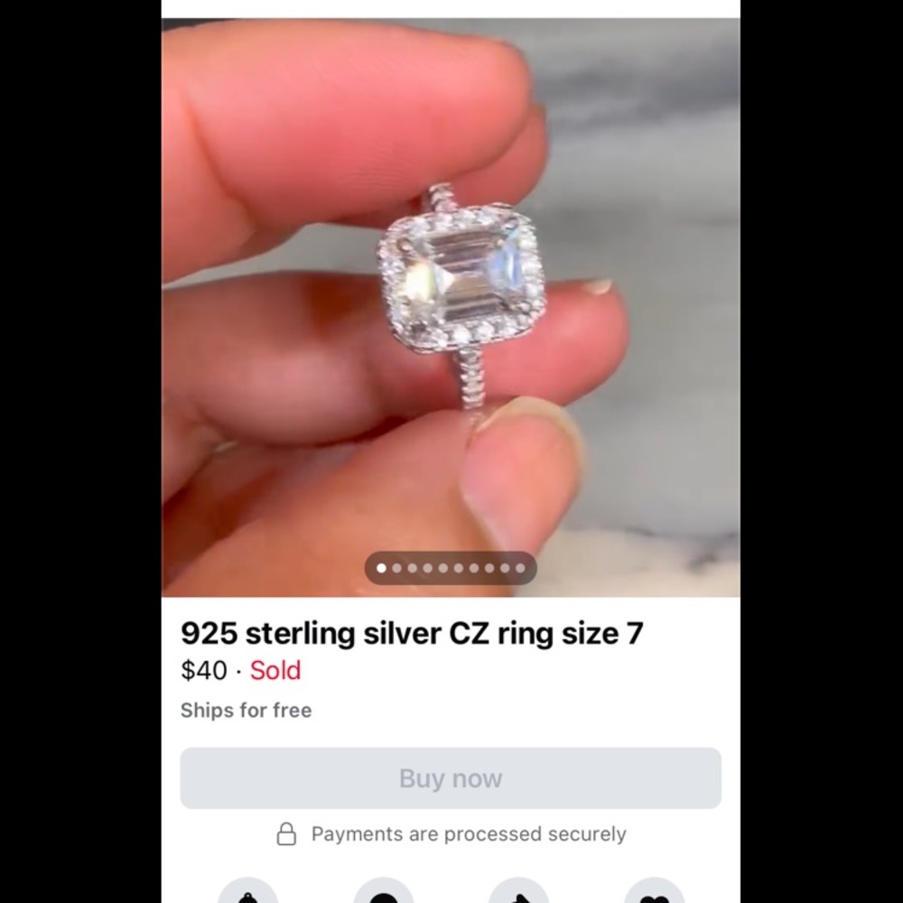 925 Sterling Silver CZ size 7 beautiful ring . Shiny - Picture 6 of 6